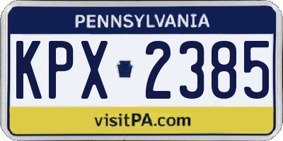 PA license plate KPX2385