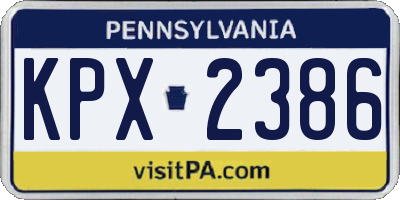 PA license plate KPX2386