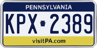 PA license plate KPX2389