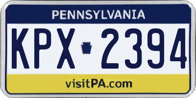 PA license plate KPX2394