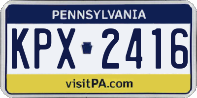 PA license plate KPX2416