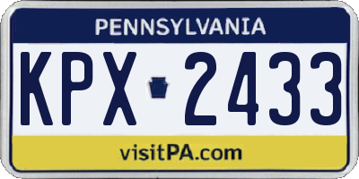 PA license plate KPX2433