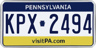 PA license plate KPX2494