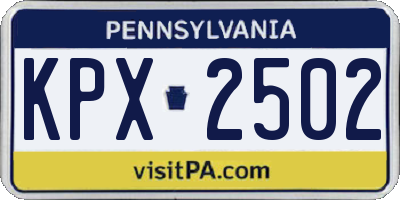 PA license plate KPX2502