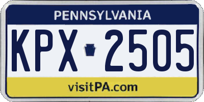 PA license plate KPX2505