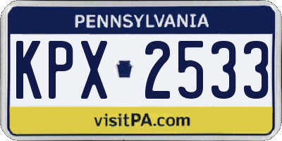 PA license plate KPX2533
