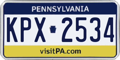 PA license plate KPX2534