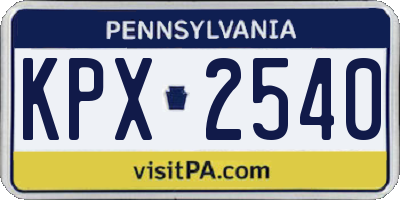 PA license plate KPX2540