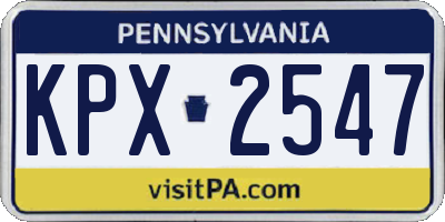 PA license plate KPX2547