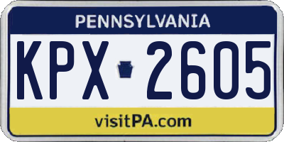 PA license plate KPX2605