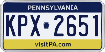 PA license plate KPX2651