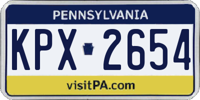PA license plate KPX2654