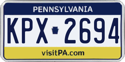 PA license plate KPX2694