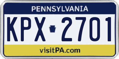 PA license plate KPX2701
