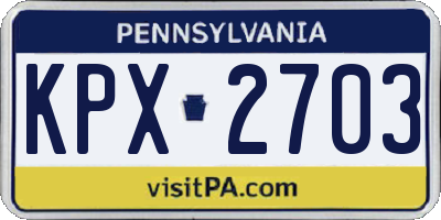 PA license plate KPX2703