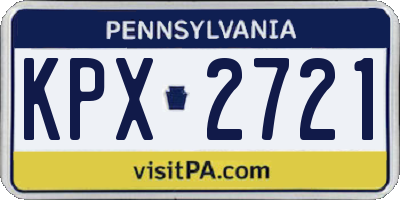 PA license plate KPX2721