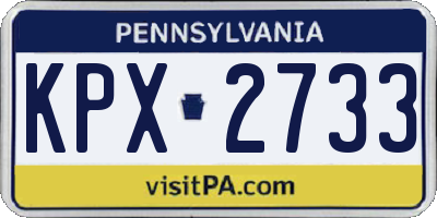 PA license plate KPX2733