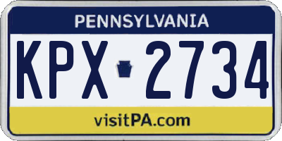 PA license plate KPX2734