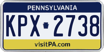 PA license plate KPX2738