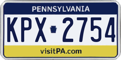 PA license plate KPX2754