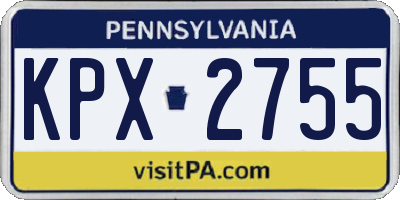 PA license plate KPX2755
