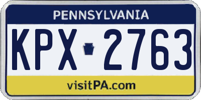 PA license plate KPX2763