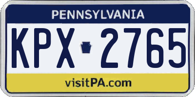PA license plate KPX2765