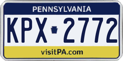PA license plate KPX2772