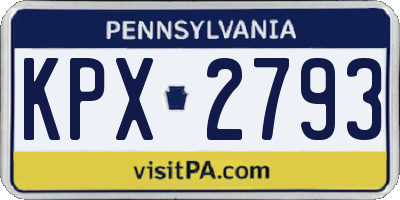 PA license plate KPX2793