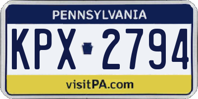 PA license plate KPX2794