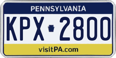 PA license plate KPX2800