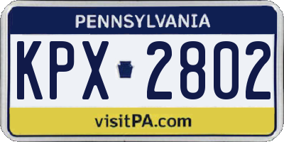 PA license plate KPX2802