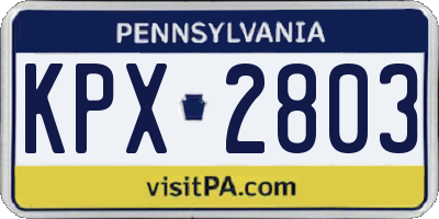 PA license plate KPX2803
