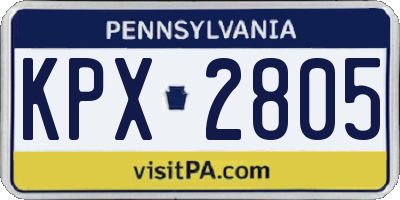 PA license plate KPX2805