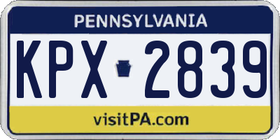 PA license plate KPX2839