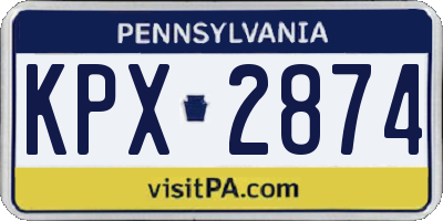 PA license plate KPX2874