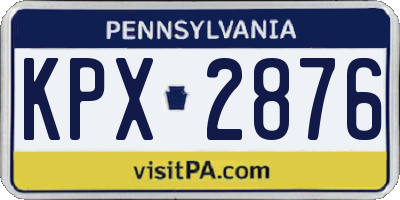 PA license plate KPX2876
