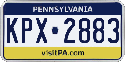 PA license plate KPX2883