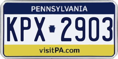 PA license plate KPX2903
