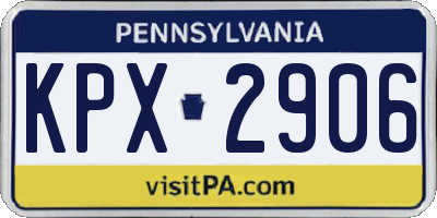 PA license plate KPX2906