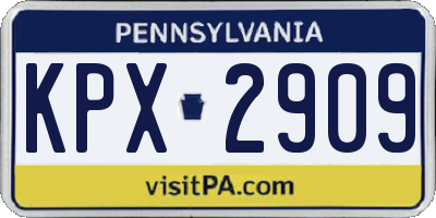 PA license plate KPX2909