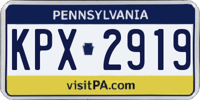 PA license plate KPX2919