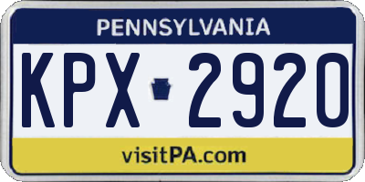 PA license plate KPX2920