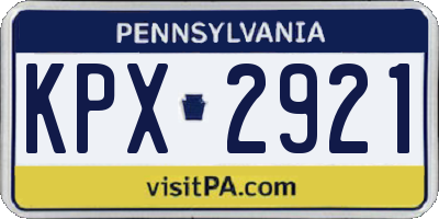 PA license plate KPX2921