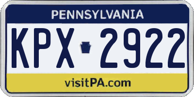 PA license plate KPX2922