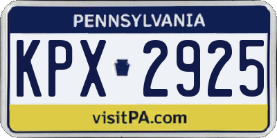 PA license plate KPX2925