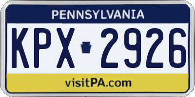 PA license plate KPX2926