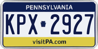 PA license plate KPX2927