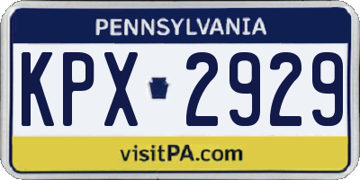 PA license plate KPX2929