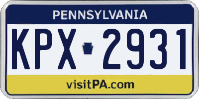 PA license plate KPX2931